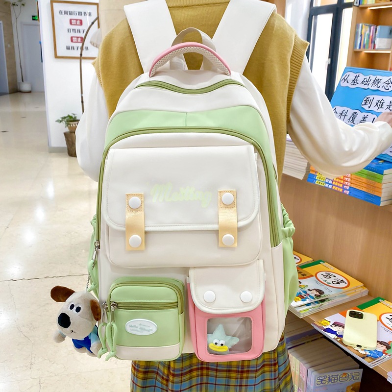Korean original large-capacity schoolbag, niche design, casual, versatile and fashionable backpack, lightweight and simple commuting backpack full figure