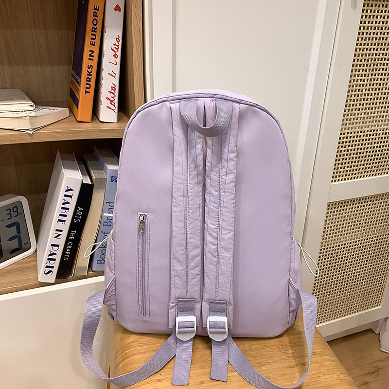 The 2025 new forest-style fresh and sweet schoolbag is a simple and versatile backpack for college students and a lightweight solid-color backpack for travel Specification drawing