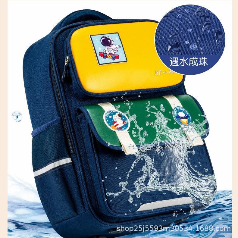2024 New primary school backpack for boys and girls 1-3-6 grade lightweight, spine support, large capacity children's British backpack Specification drawing