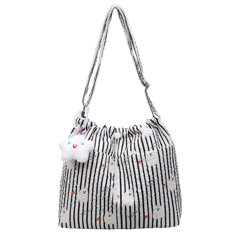 A new French ins retro and artistic striped tote bag for women, a versatile and casual large-capacity crossbody bag for shopping and traveling Item Picture