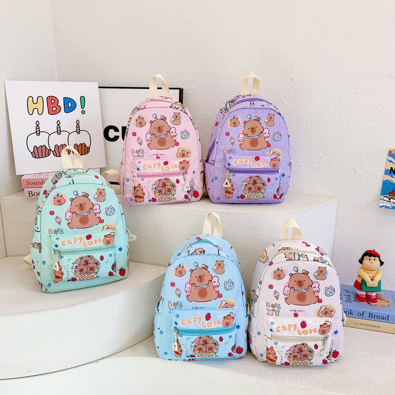 New 2024 large-capacity children's backpack featuring cartoon backpacks for boys and girls with leather print for kindergarten babies full figure