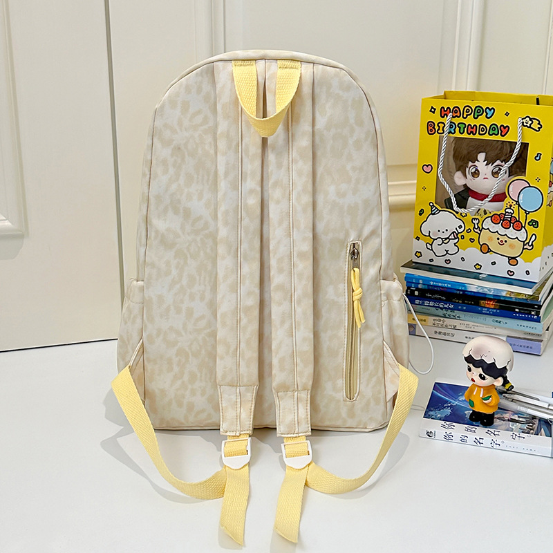 Japanese-style ins leopard print college student backpack, unique and versatile, niche and fashionable backpack, casual travel backpack Specification drawing