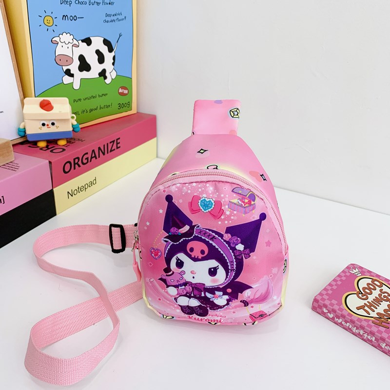 New children's bag, kindergarten baby cartoon coin purse, boys' and girls' outdoor fashionable printed crossbody bag and chest bag Specification drawing