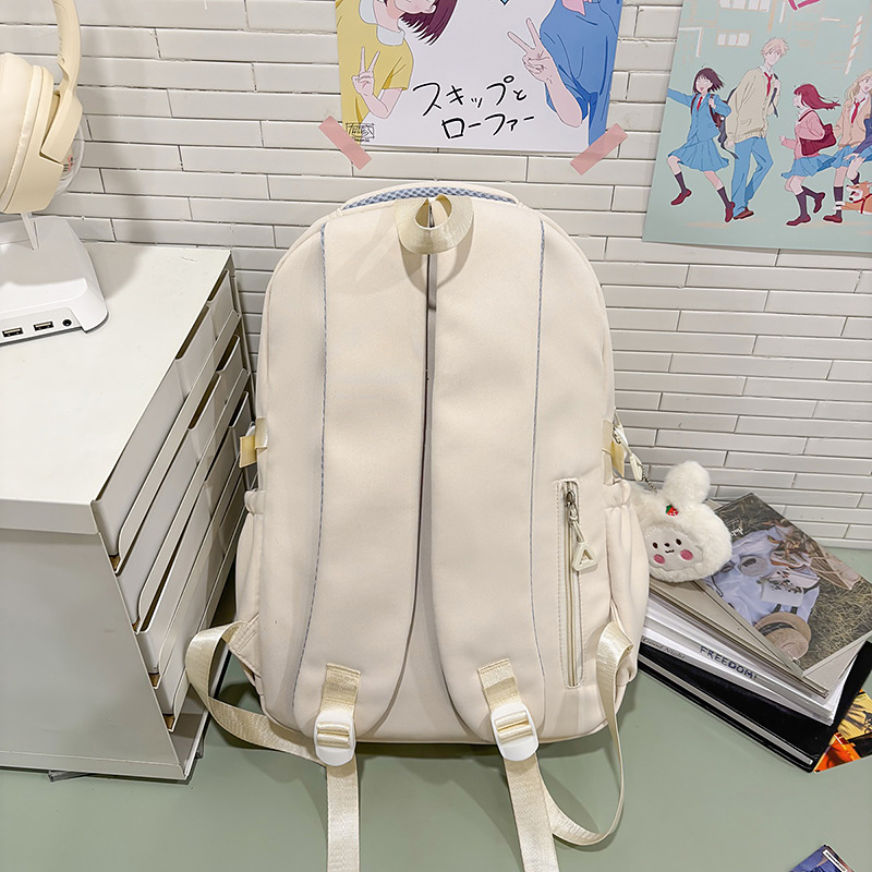 A new Japanese-style ins backpack with a high level of appearance, fresh and sweet, and a large capacity for light travel for junior and senior high school students Specification drawing
