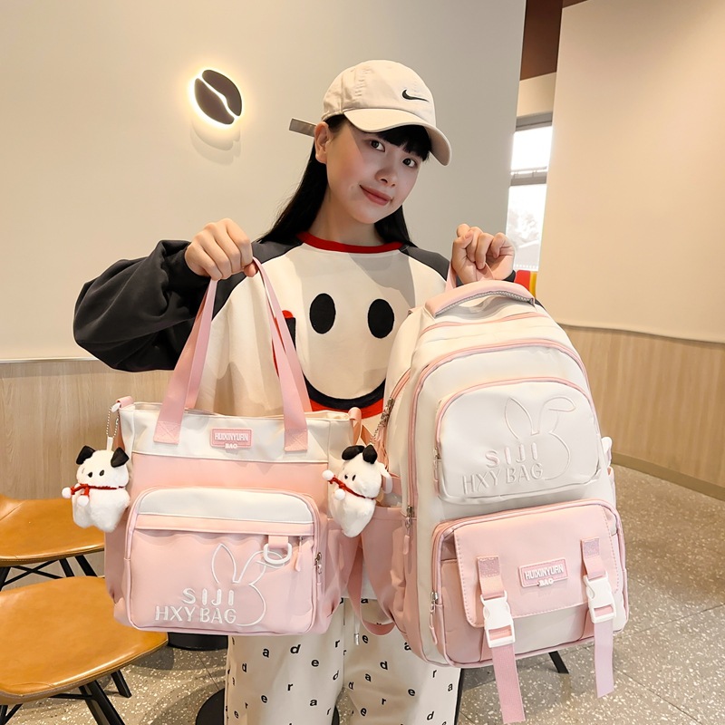 Cross-border tutorial bags, schoolbags for girls, backpacks for primary school students, lightweight for grades three to six, large capacity for junior high school students' shoulders full figure
