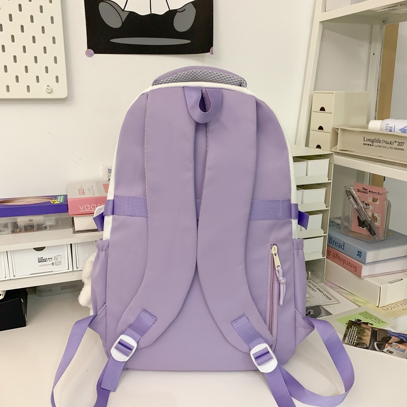 A cute schoolbag for junior high school students, a lightweight forest-themed versatile bag with contrasting colors, and a large-capacity backpack for high school students Specification drawing