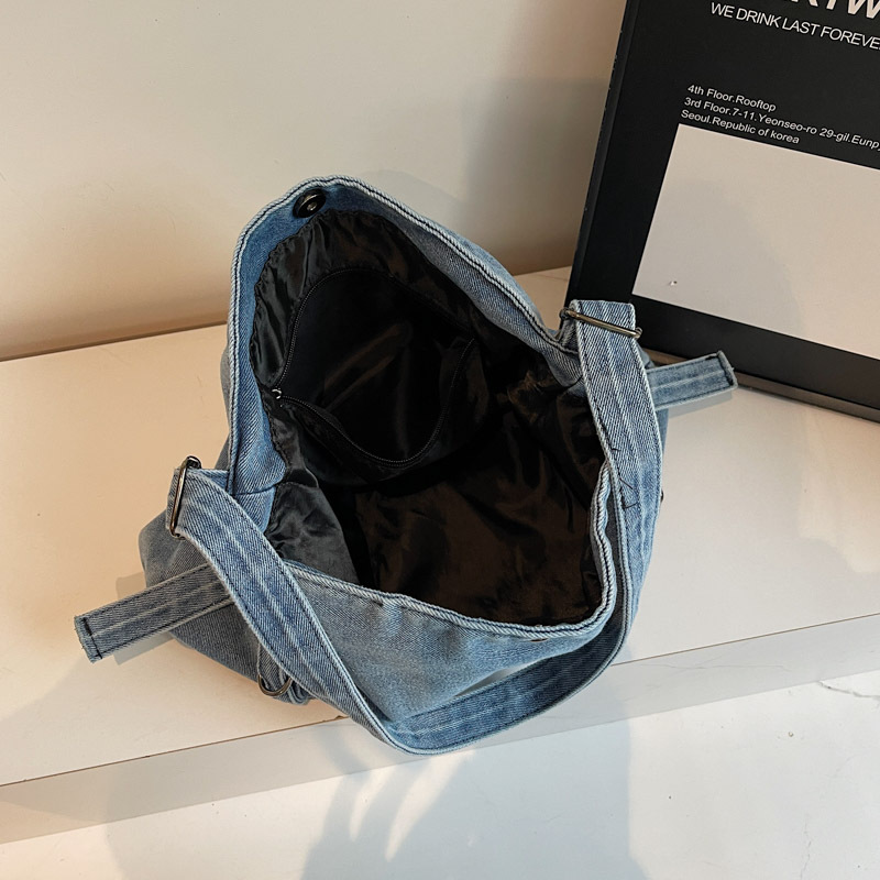 Denim bag for women, large-capacity 2024 new autumn and winter versatile single-shoulder crossbody bag, college student tote bag for class Specification drawing