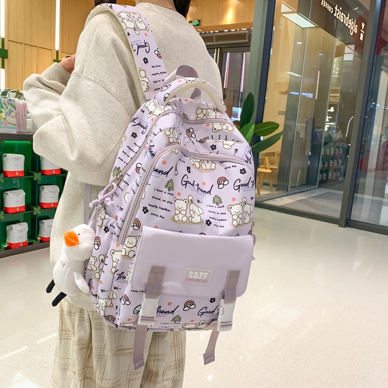 New schoolbags for girls, high school students, high school students, grades three to six, large-capacity backpacks, and lightweight backpacks for middle school students full figure