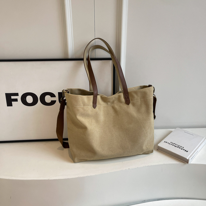 Casual large-capacity bag for women, Spring 2025 new versatile crossbody canvas bag for class and commuting, single-shoulder tote bag Specification drawing