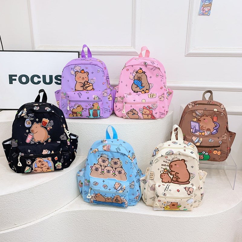 Capibara children's backpack, fashionable children's bag, cartoon backpack, high appearance level for kindergarten small class, large class student schoolbag full figure