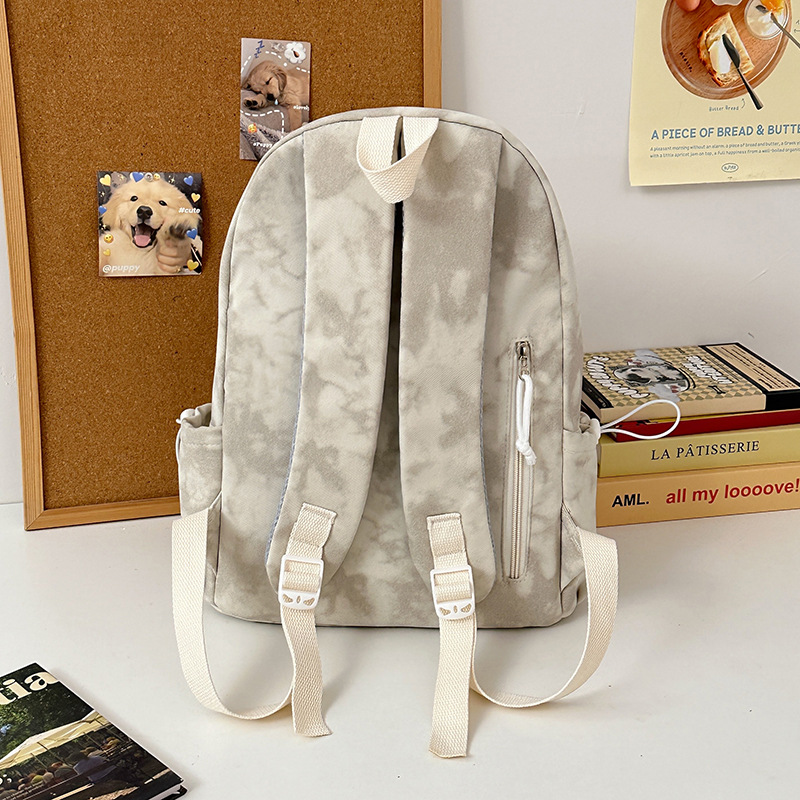 Schoolbag for female college students, Instagram high appearance level, simple solid color fresh and clean backpack, 2025 new high school student backpack Specification drawing