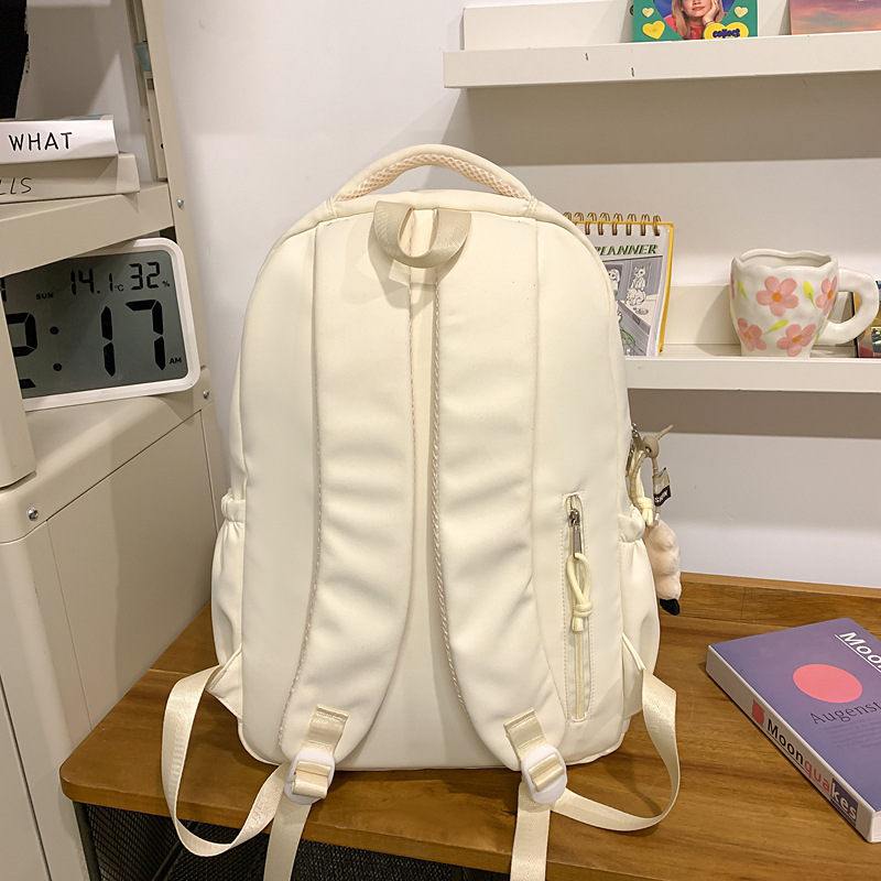 A new high-appearance-level school-style ins pain bag with wide shoulder straps, large capacity and contrasting colors, lightweight backpack for junior and senior high school students Specification drawing