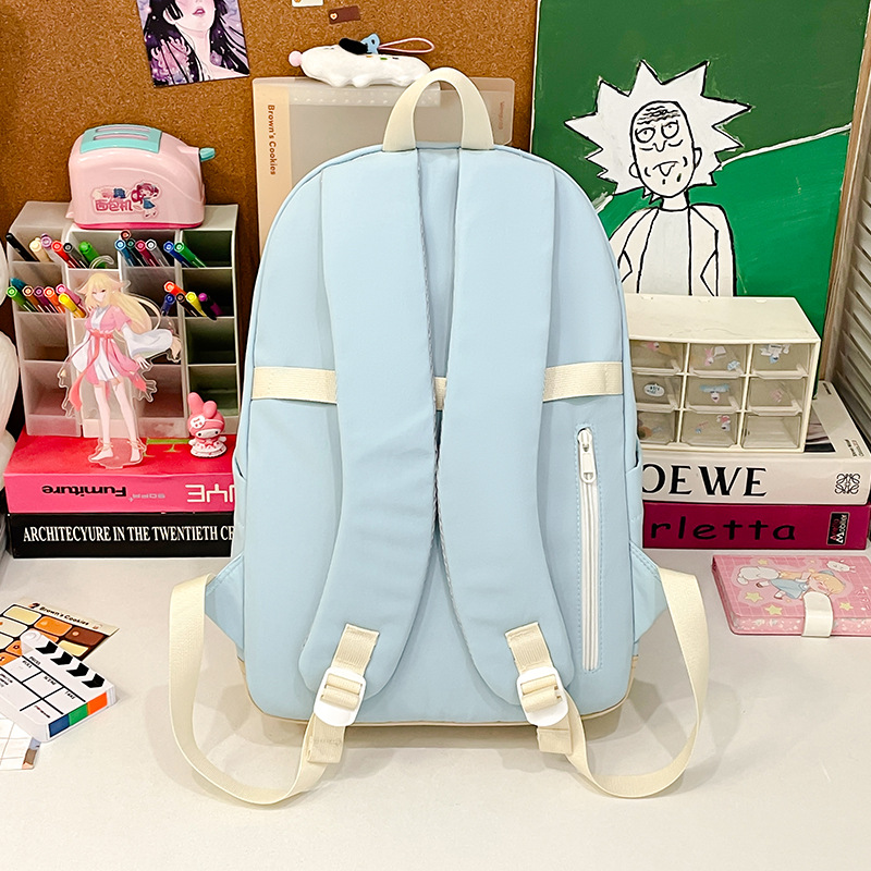 Fresh, ins, versatile, large-capacity college student schoolbag, simple, casual, lightweight backpack, high appearance level, solid-color backpack Specification drawing