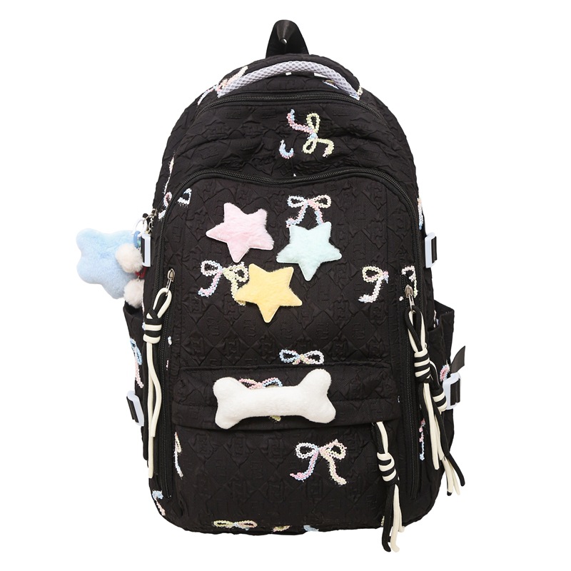 New niche design, high appearance level, Japanese-style versatile schoolbag for girls, large capacity, fresh bow, casual backpack Item Picture