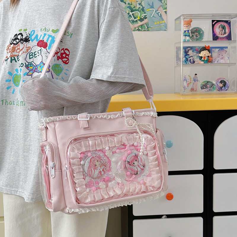 A new Japanese-style ins high-appearance-level, fresh and sweet, candy-colored transparent bag for girls, and a lightweight crossbody bag full figure