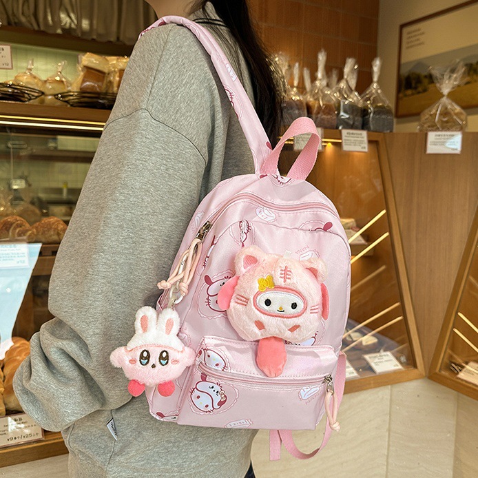 Cute cartoon schoolbags for children's kindergartens, small backpacks for girls, large-capacity portable backpacks for parent-child outdoor travel full figure
