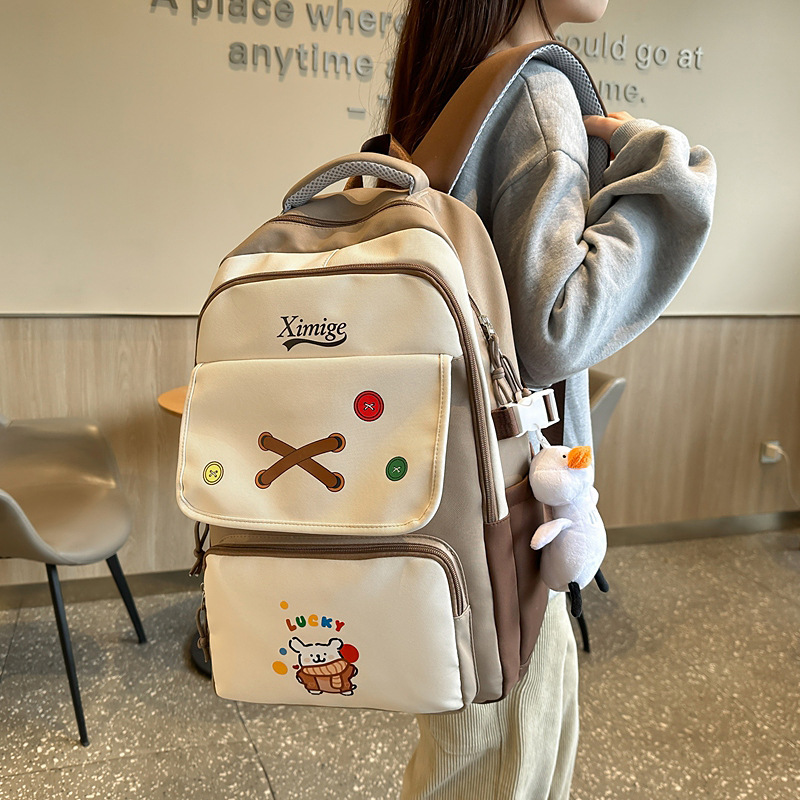 This is a cute and adorable cartoon backpack for girls in the Korean version of the ins academy style, designed for students in grades 3 to 6 details Picture