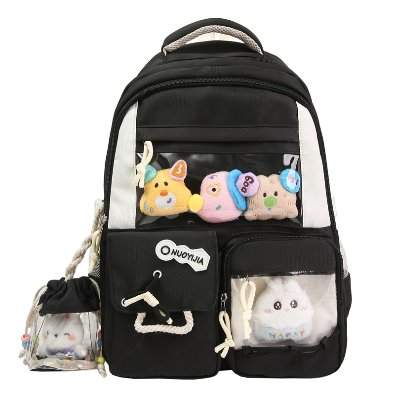 A new Japanese-style Instagram bag with a high level of appearance, fresh and sweet girl, and a color-blocking double-shoulder bag for junior and senior high school students Item Picture