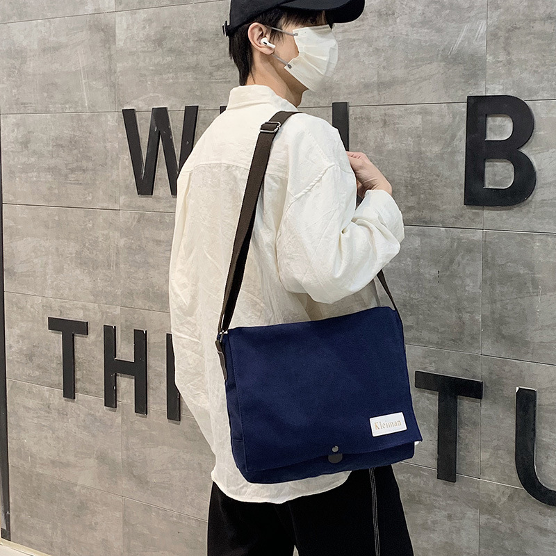 Japanese-style casual and versatile student single-shoulder bag, laid-back ins artistic crossbody bag, work canvas bag, messenger bag full figure
