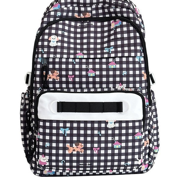 A new high-appearance-level Japanese ins fresh and sweet checkered cute cartoon backpack, a lightweight backpack for junior and senior high school students Item Picture