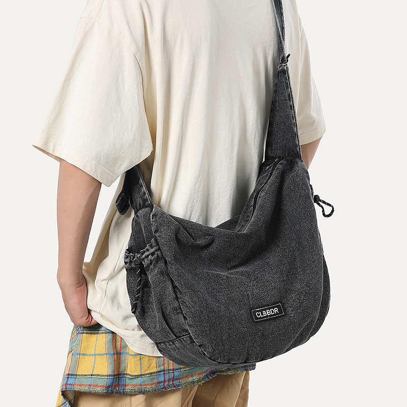 Hong Kong trend brand Harajuku ins high-end retro bag, underarm bag, versatile denim for women, outdoor shopping crossbody bag details Picture