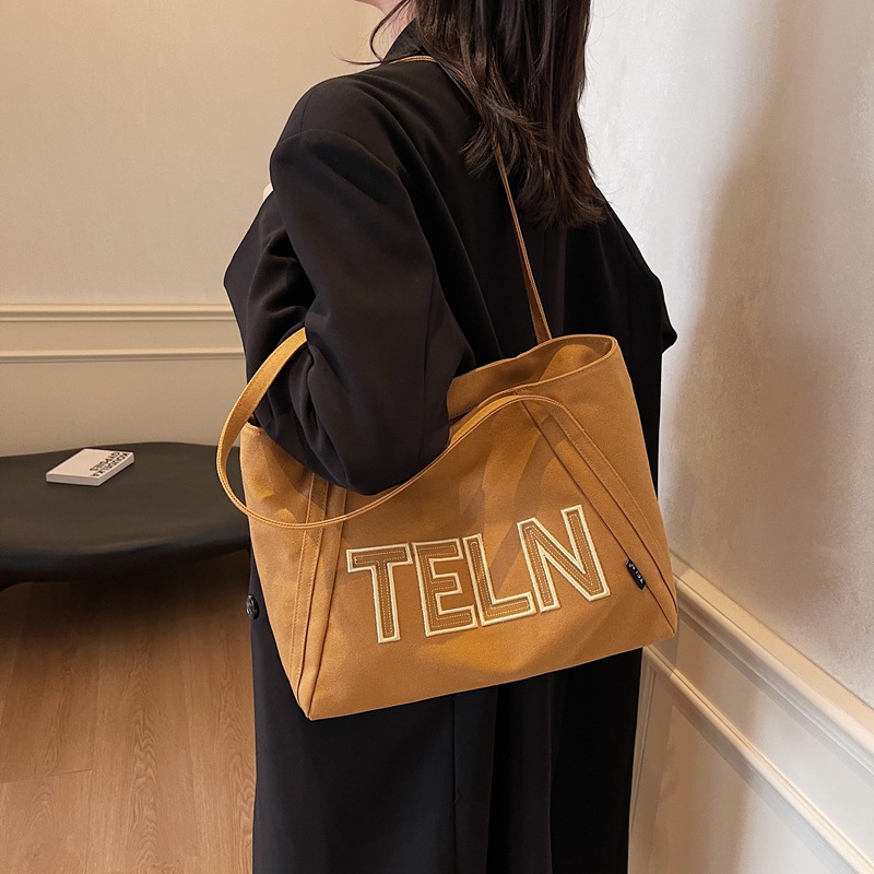 2025 New canvas bag, women's single-shoulder large bag, artistic student casual, fashionable and simple, large-capacity tote bag details Picture