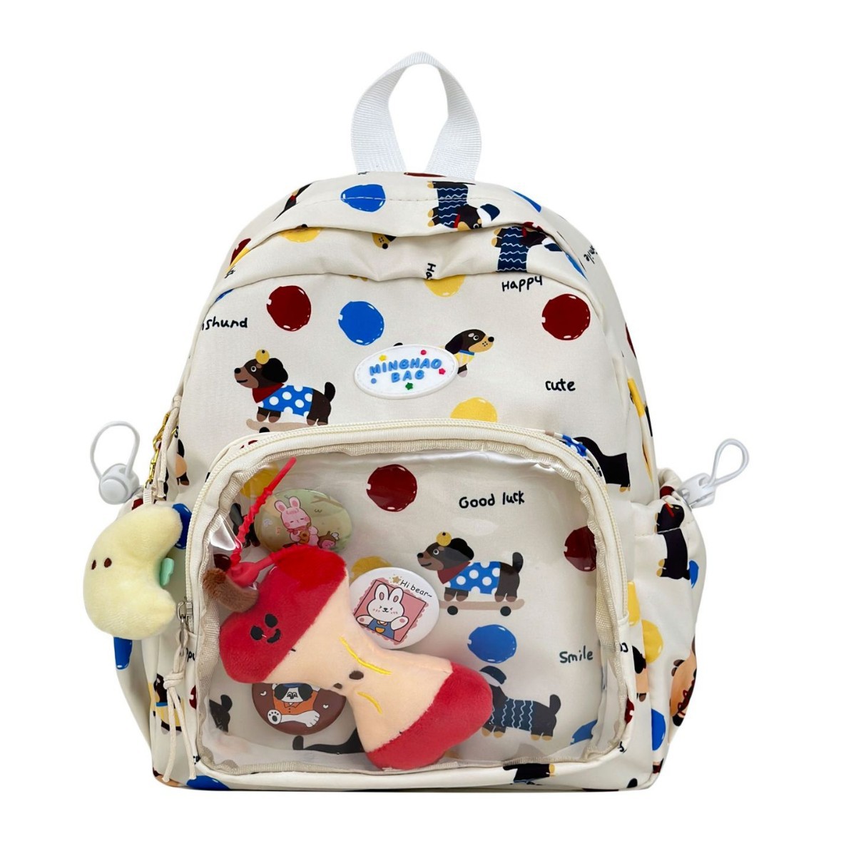New high-quality Japanese-style Instagram cute graffiti dog transparent smudging pain bag for girls mini backpack Item Picture