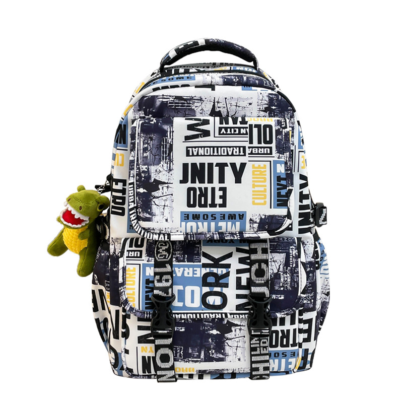 "Men's 2025 New style personalized graffiti middle school backpack, Japanese trendy brand college student couple travel backpack. Item Picture