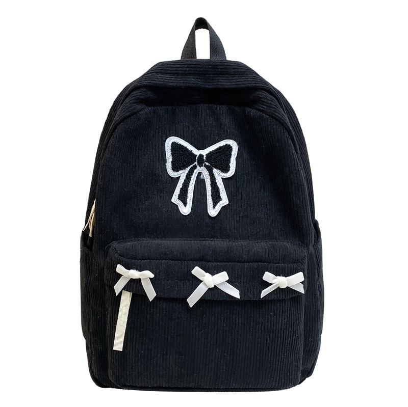 2024 New schoolbag for junior high school girls, high appearance level bow backpack, down and laid-back style college student backpack for girls Item Picture