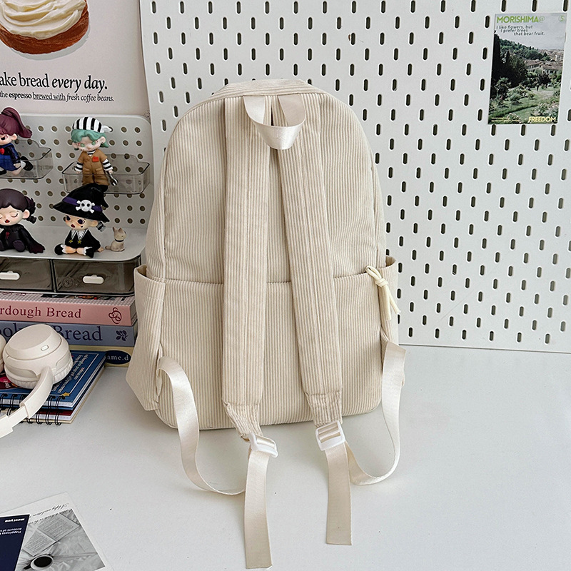Japanese-style InS-style cute puppy schoolbag, female high school student corduroy backpack, casual college student campus backpack Specification drawing