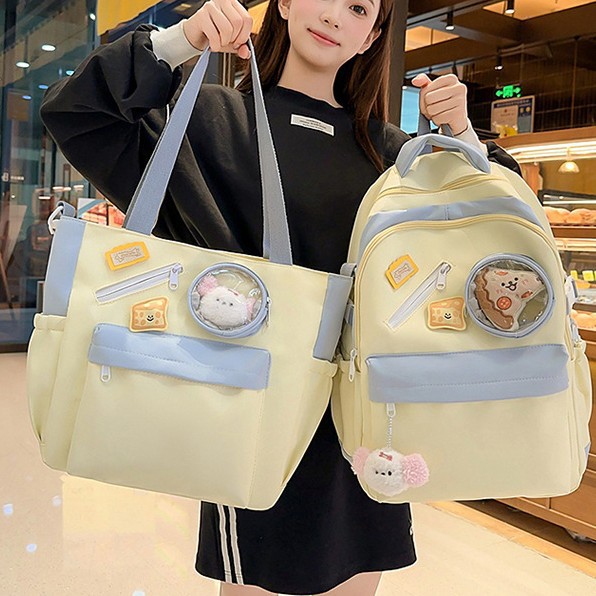 A new high-appeal, fresh and sweet school-style ins tutorial bag handbag, a large-capacity backpack for junior and senior high school students details Picture