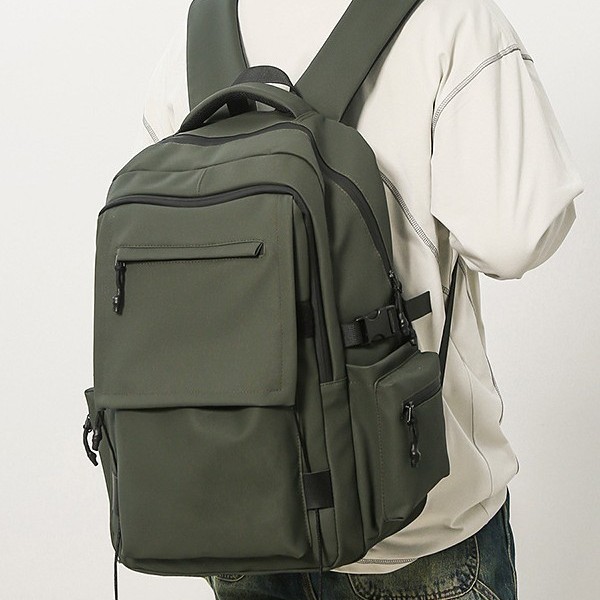 New men's backpack for casual commuting, large-capacity computer bag, fashionable and simple schoolbag for teenagers and students details Picture