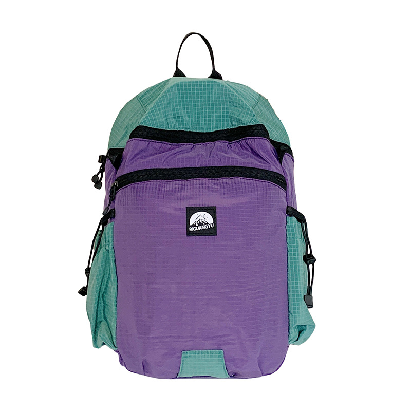 New mountain-themed high-appearation-level color-blocking outdoor hiking and mountain climbing small backpack, women's water-resistant casual travel soft backpack Item Picture