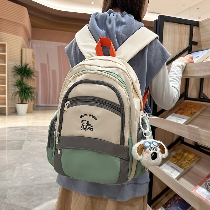 Spring new schoolbag for girls, large-capacity Korean version ins, high appearance level, color-blocking multi-layer backpack for junior high school students details Picture