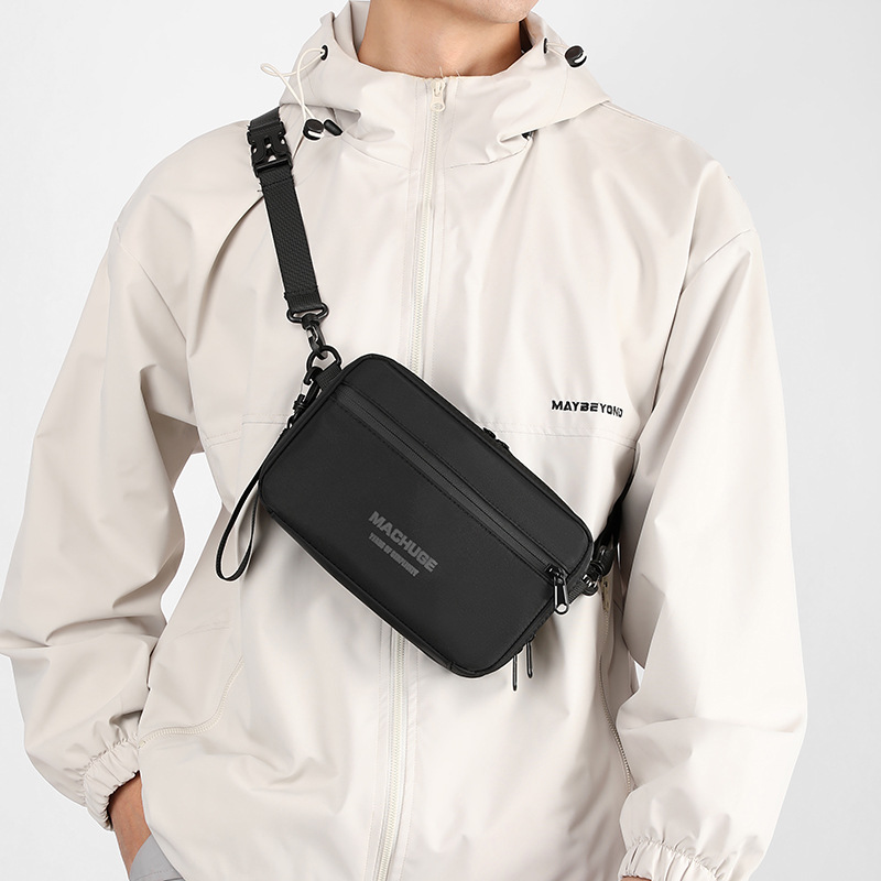 The 2025 new crossbody bag for men features a large capacity and a high-end feel. It is a trendy, simple and water-resistant couple bag details Picture
