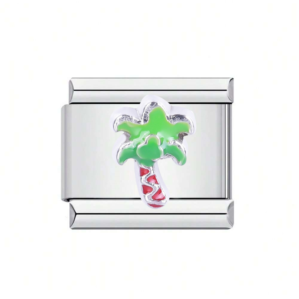 Cross-border DIY jewelry accessories, stainless steel Italian modular bracelet assembly and disassembly, Life tree, coconut tree, cactus Application Scenario