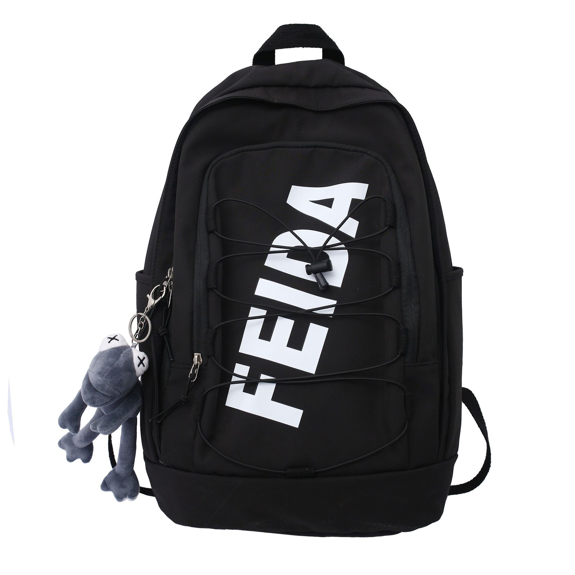 Japanese-style ins schoolbag, cool and trendy college student couple casual backpack, large-capacity string-on middle school student casual backpack Item Picture