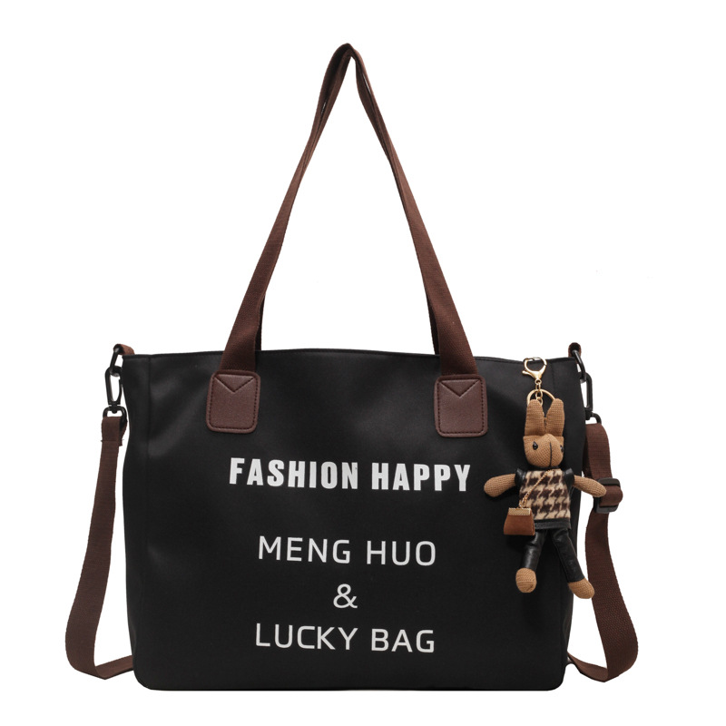 Canvas bag, women's single-shoulder artistic large-capacity student tote bag, versatile class make-up bag, crossbody backpack Item Picture