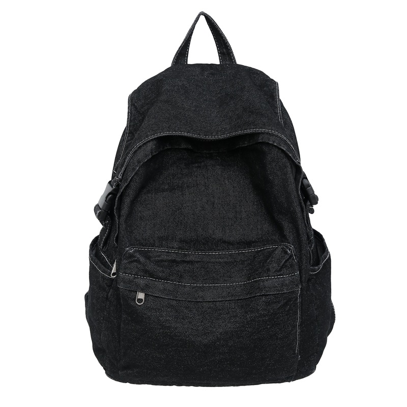 Backpack for women with a laid-back style and a sense of weight, retro denim bag, large-capacity student backpack, artistic forest-style bag Item Picture