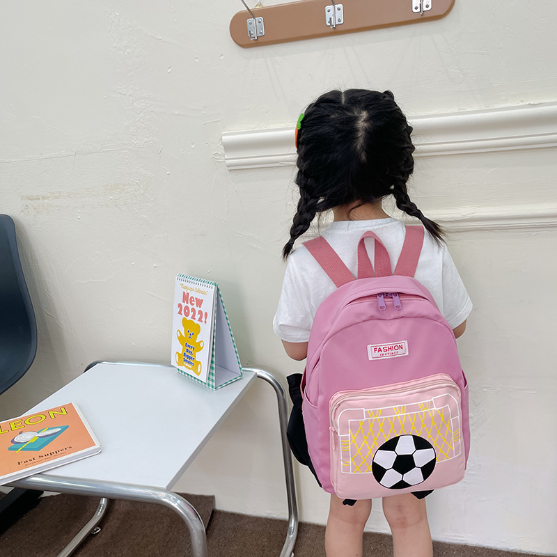 New cute cartoon student backpacks for autumn, boys' and girls' schoolbags with printed footballs and children's backpacks details Picture
