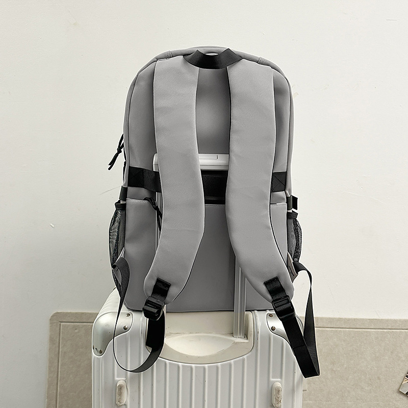 2025 New Korean-style solid-color couple backpack, large-capacity multi-compartment schoolbag, casual, simple and versatile backpack Specification drawing
