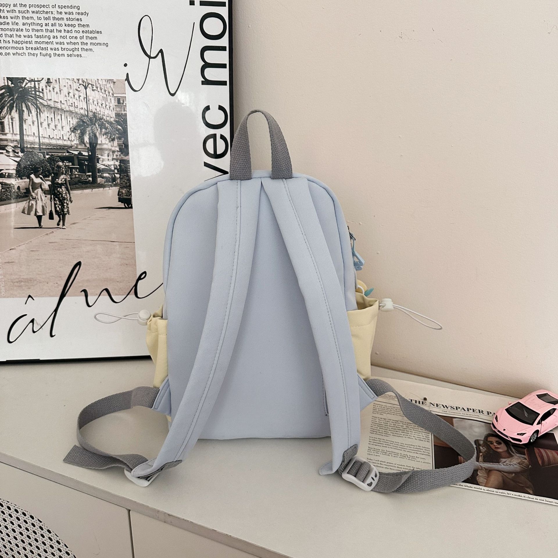 A new Japanese-style high-appearance-level college style sweet and cute backpack for girls, middle and primary school students, and a versatile backpack for commuting Specification drawing