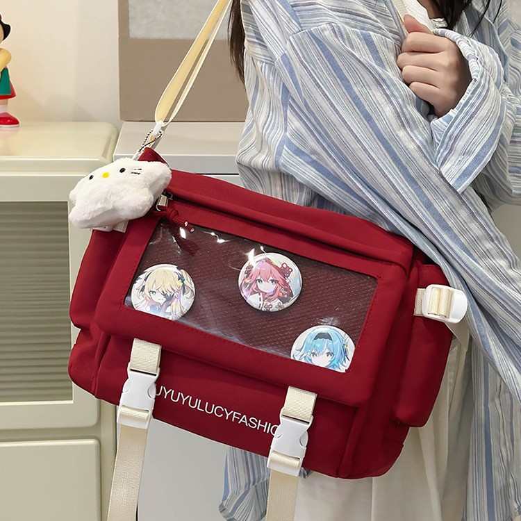 The college wind pain bag is versatile, simple, and has a large capacity. It is a class messenger bag for students and a transparent, slappy, single-shoulder, casual, and crossbody bag full figure