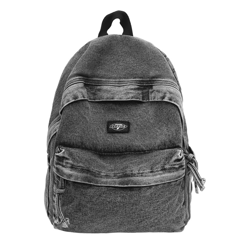 2025 New casual college style single-shoulder bag for couples, fashionable college student schoolbag, simple and lightweight denim backpack Item Picture