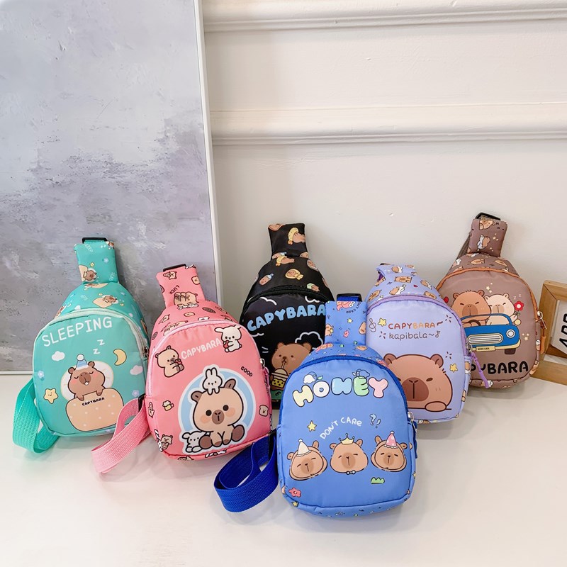 New cartoon children's chest bag, cute printed kindergarten school bag, fashionable children's crossbody backpack, snack single-shoulder bag full figure