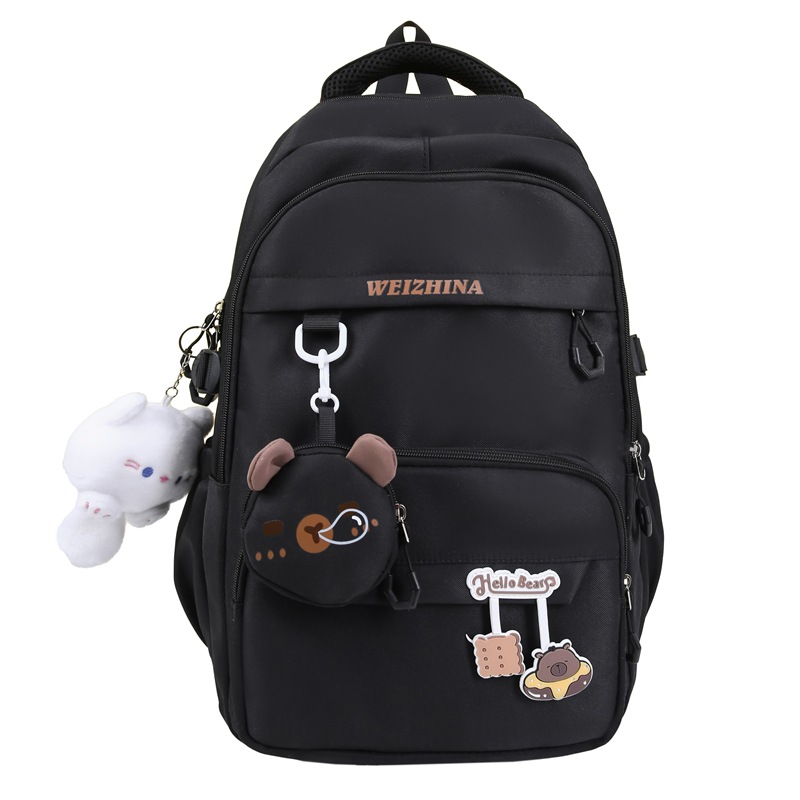 A new Japanese Instagram backpack with a high level of appearance, fresh and sweet. It is a simple multi-pocket large-capacity backpack for junior and senior high school students Item Picture