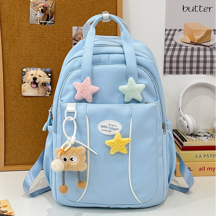 Korean version Star cute girl backpack, high school girl, high school student, large capacity, high appearance level backpack Specification drawing