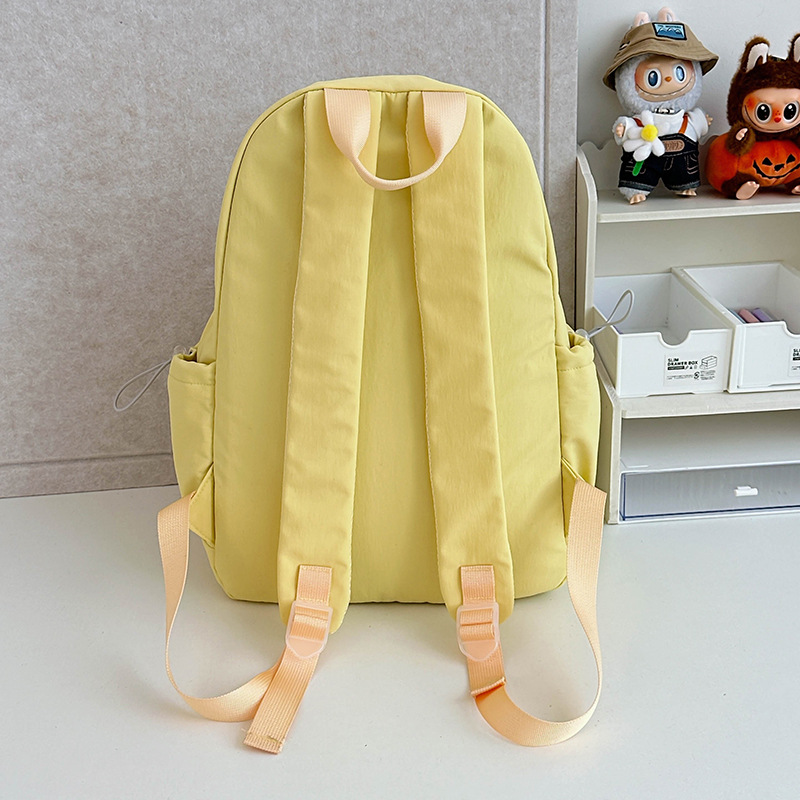 Cute primary school student backpacks, transparent schoolbags with a college style, solid-color smudged pain bags, simple and niche backpacks for junior and senior high school students Specification drawing