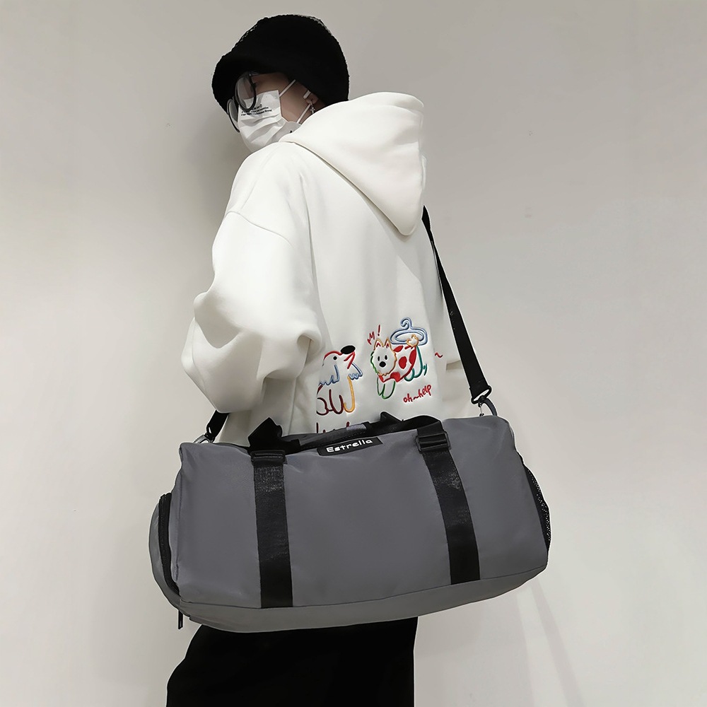 New Korean-style fashionable travel bag for men and women, large-capacity short-distance business trip luggage storage bag, trendy casual fitness bag details Picture
