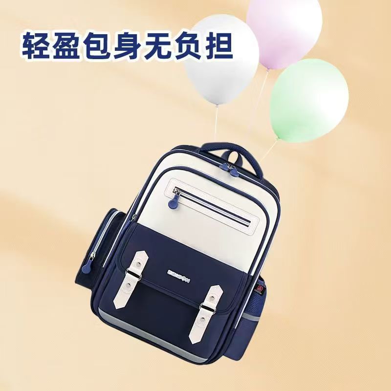 Backpack, children's backpack, waterproof cartoon casual storage bag, primary school student backrest bag, large capacity, solid color British style Specification drawing
